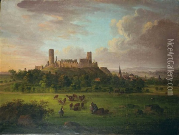 Ruine Der Burg Munzenberg Bei Butzbach Oil Painting - Jakob Diezler