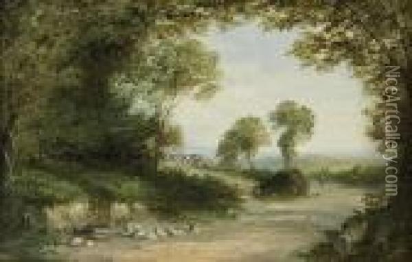 Lane In Dorsetshire Oil Painting - Henry Harris