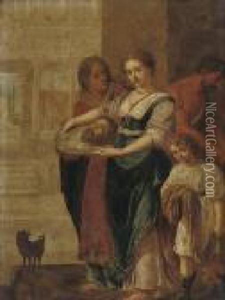 Salome With The Head Of Saint John The Baptist Oil Painting - Adam Elsheimer