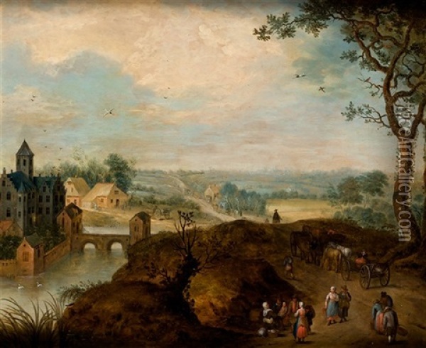 Paisaje Con Campesinos Y Arquitecturas Oil Painting - Jan Brueghel the Younger