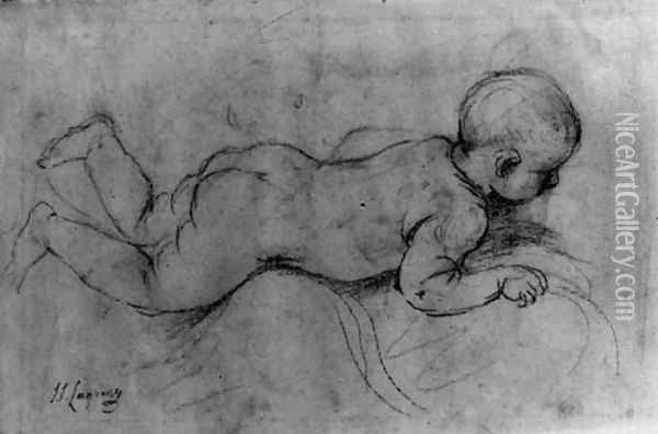 A baby lying on his stomach Oil Painting - Giovanni Francesco Barbieri