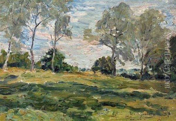 Sommerliche Landschaft Mit Baumreihe Oil Painting - Olof August Andreas Jernberg