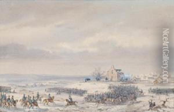 Zwei Motive Aus Der Schlacht Von Preusisch Eylau Im Jahr Oil Painting - Gaspard Gobaut