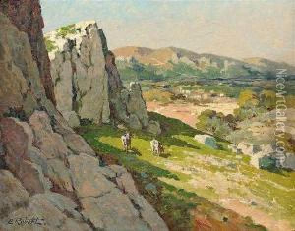 Sommerliche Berglandschaft Mit Ziegen Oil Painting - Emile Robert