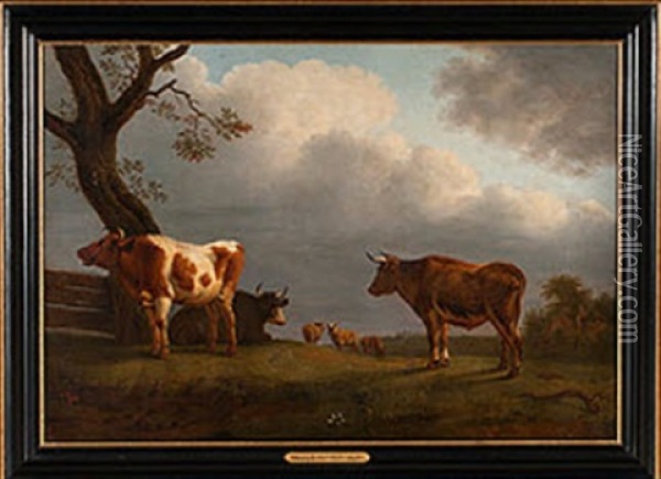 Cattle And Sheep Landscape Oil Painting - Paulus Potter