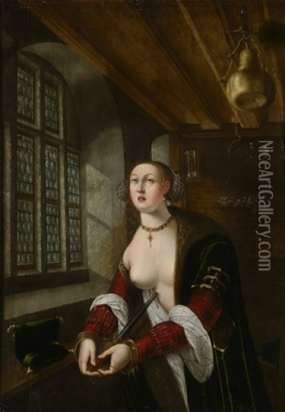 Lucretia Oil Painting -  Master of the Female Half Lengths
