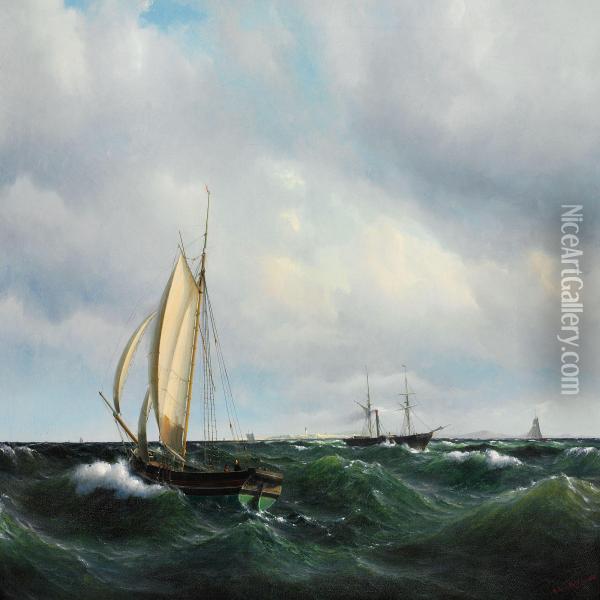 Stormfuld Eftermiddag I Skagerak Oil Painting - Vilhelm Melbye