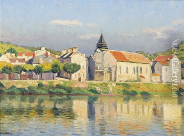 Village En Bordure De Seine Oil Painting - Charles Victor Guilloux