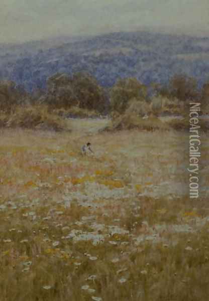 Picking Daisies at Westerham, Kent Oil Painting - Helen Mary Elizabeth Allingham
