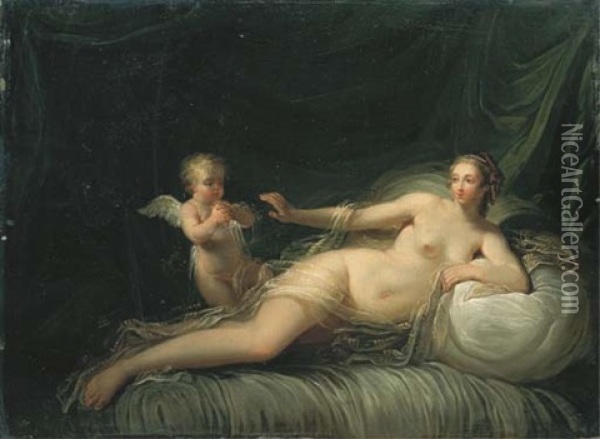 Venus Et L'amour Oil Painting - Nicolas-Rene Jollain the Younger