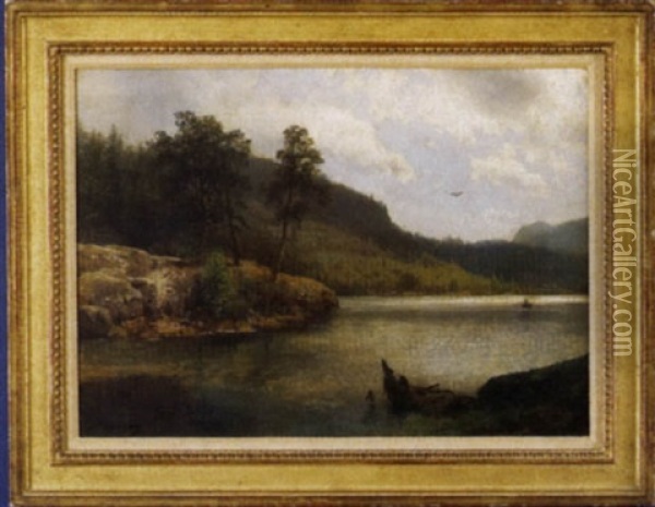 Inlet On Lake George Near 14 Mile Island Oil Painting - Hermann Herzog
