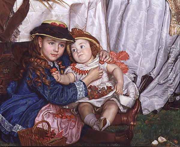 Lady Fairbairn with her Children detail of Constance and James Oil Painting - William Holman Hunt