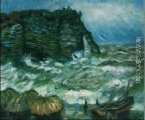 Rough Sea At Etretat Oil Painting - Claude Oscar Monet