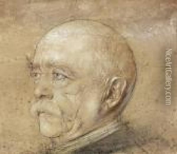 Otto Furst Von Bismarck (kopf Nach Links) Oil Painting - Franz von Lenbach