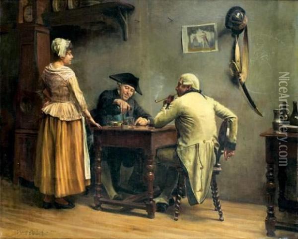 Scene De Taverne Oil Painting - Jules Georges Bondoux