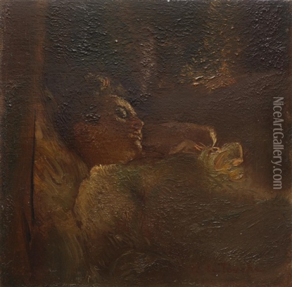 Lady Resting Oil Painting - Gaston La Touche