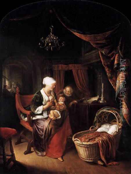 The Young Mother Oil Painting - Gerrit Dou