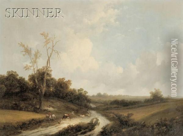 Shepherd On A Path Oil Painting - James Stark