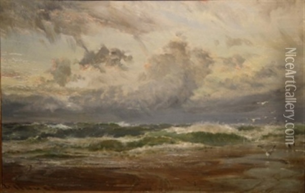 Stormy Sea At Bude, Near Cornwall Oil Painting - Edwin Hayes