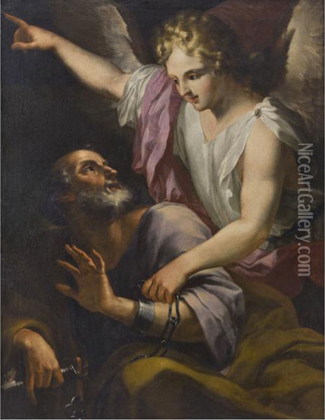 San Pietro In Carcere Liberato Dall'angelo Oil Painting - Stefano Maria Legnani