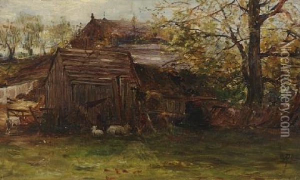 Back Of The Farm, Stanley, Perthshire Oil Painting - George Paul Chalmers