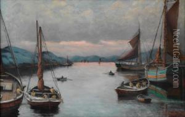 Sildefiske 1934 Oil Painting - Lars Laurits Larsen Haaland