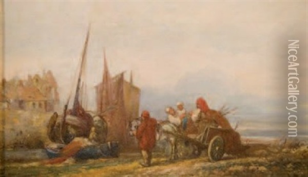 Barque Sur La Greve Oil Painting - Jules Achille Noel