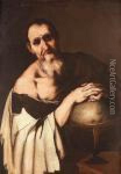 An Astronomer Resting His Hands Upon A Celestial Globe Oil Painting - Luca Giordano