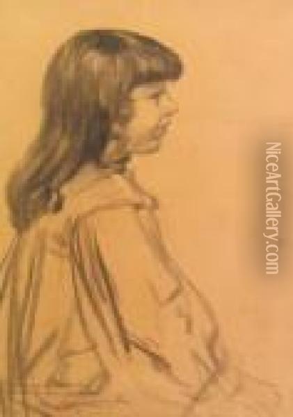 Portrait Of A Younggirl Oil Painting - Theophile Alexandre Steinlen