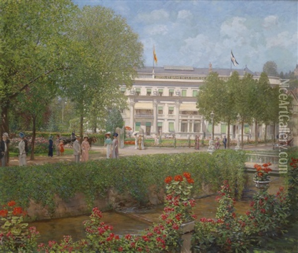 Blick Auf Das Kurhotel In Baden-baden Oil Painting - Otto Albert Koch