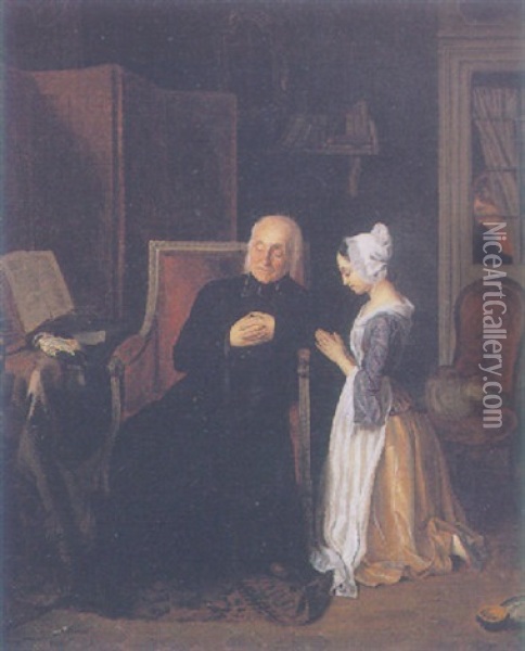 La Confession Oil Painting - Michel Philebert Genod