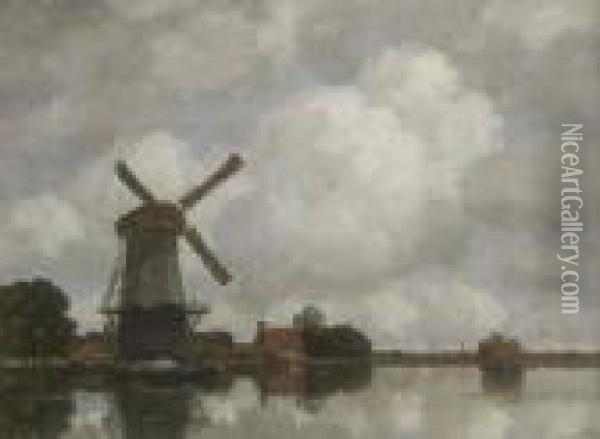 Hollandische
 Kanallandschaft. Oil Painting - Gilbert Von Canal