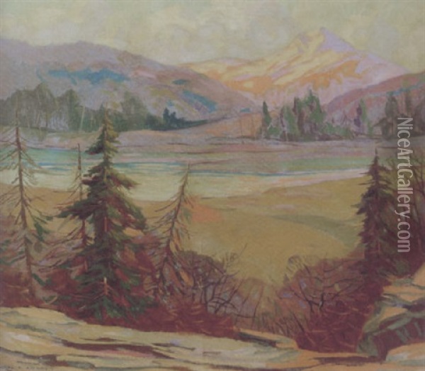 Mountain Landscape Oil Painting - Carl Rudolph Krafft