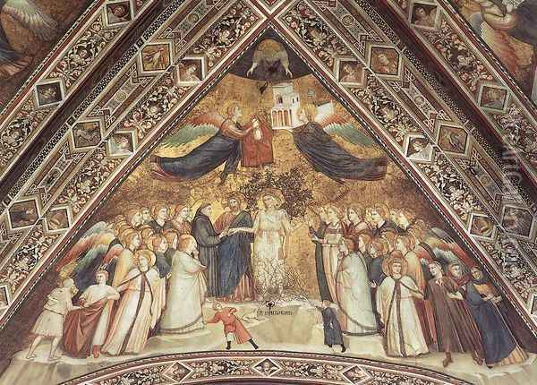 Franciscan Allegories- Allegory of Poverty c. 1330 Oil Painting - Giotto Di Bondone