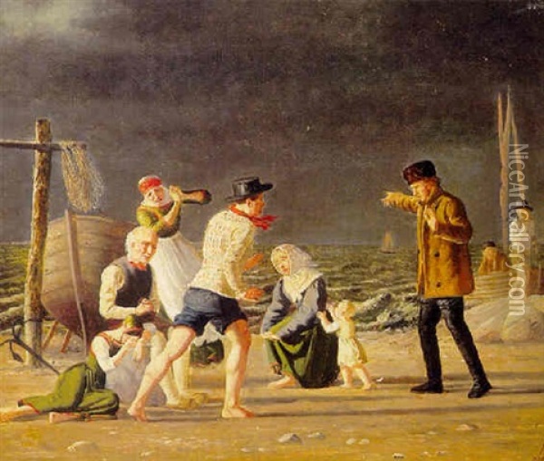 Beretning Om En Stranding Oil Painting - Julius Friedlaender