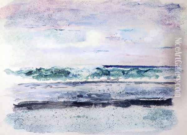 Study Of Surf Breaking On Outsiide Reef Tautira Taiarapu Tahiti March 1891 Oil Painting - John La Farge