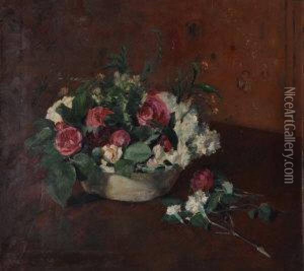 Rosesand Carnations Oil Painting - Henry Schafer