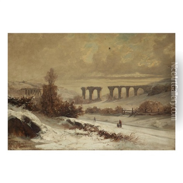 L'aqueduc De Bonnant Oil Painting - Henri Joseph Harpignies
