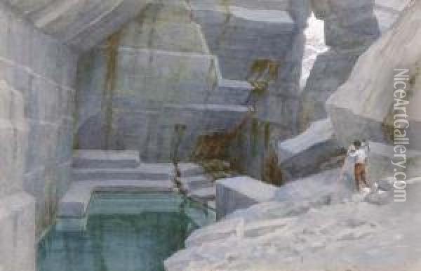 Le Cave Di Marino, 1908 Circa Oil Painting - Ettore Ferrari