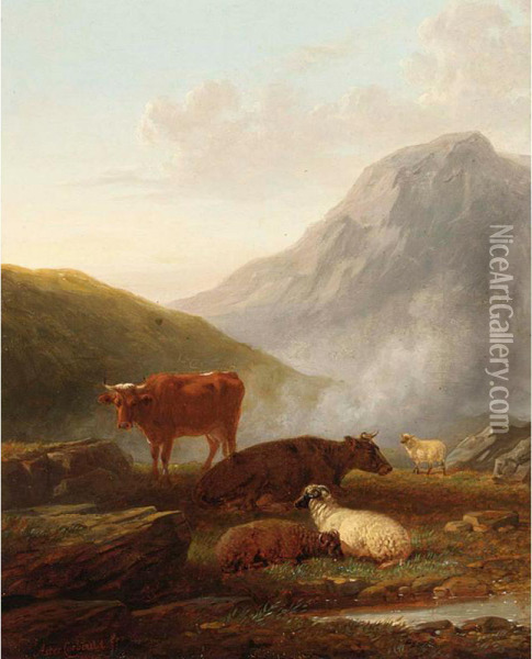 Highland Cattle Oil Painting - Aster R.C. Corbould