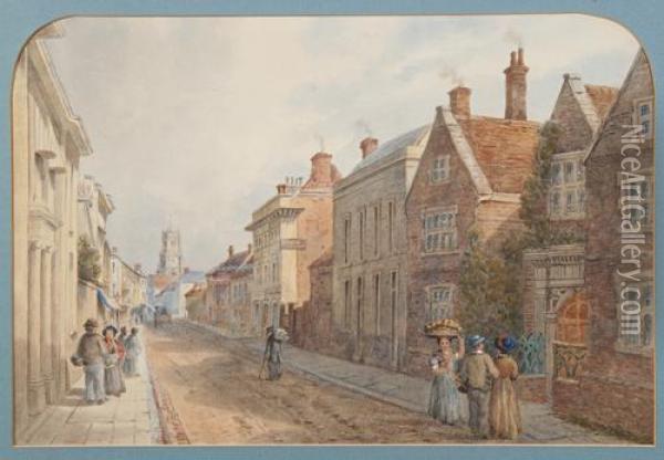 An Ipswich Street Scene Oil Painting - Thomas Smythe