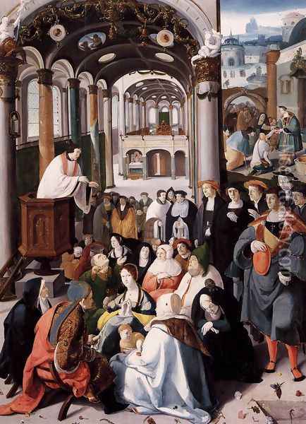 Church Sermon c. 1530 Oil Painting - Aertgen van Leyden