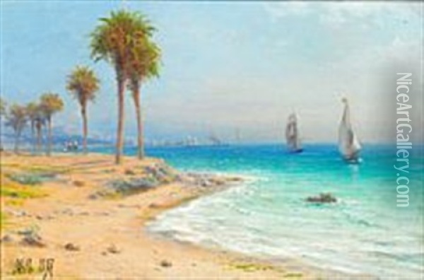 View From Jaffa Near Tel Aviv Oil Painting - Lev Felixovich Lagorio