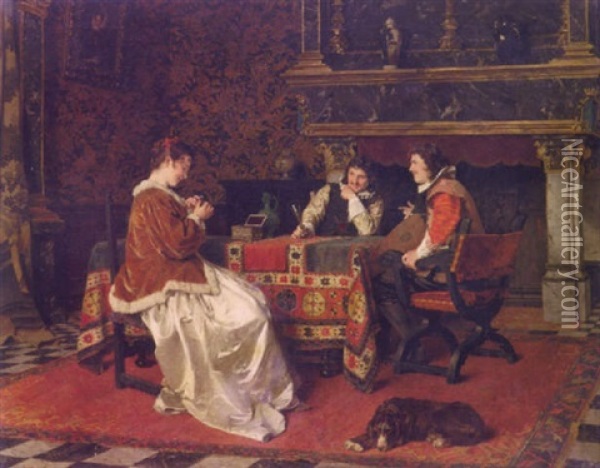 The Engagement Ring Oil Painting - Ernst Meisel