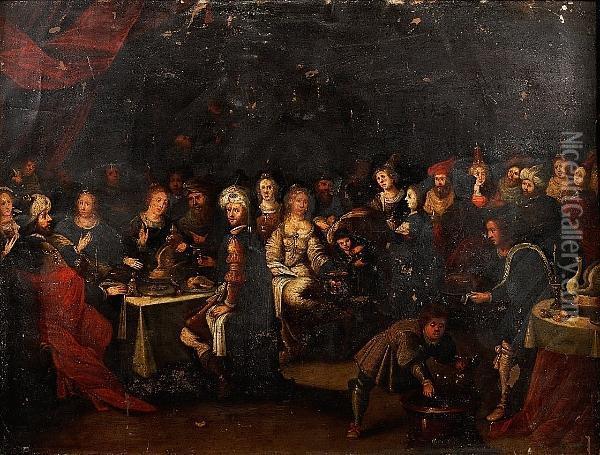The Feast Of Balthasar Oil Painting - Frans II Francken