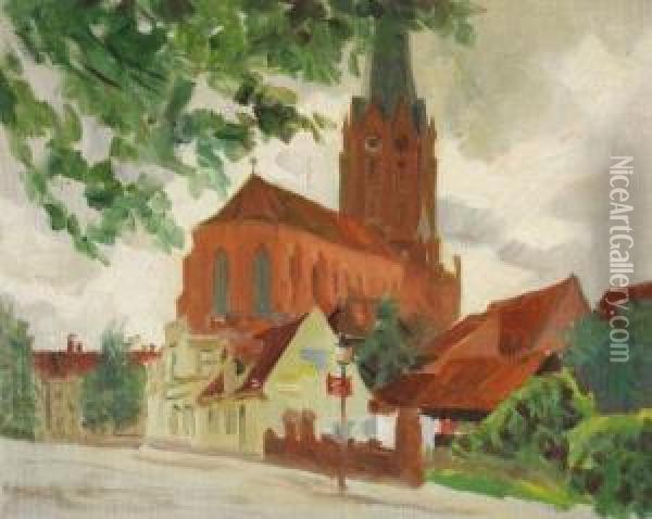 Die Petrikirche In Buxtehude Oil Painting - Julius Von Ehren