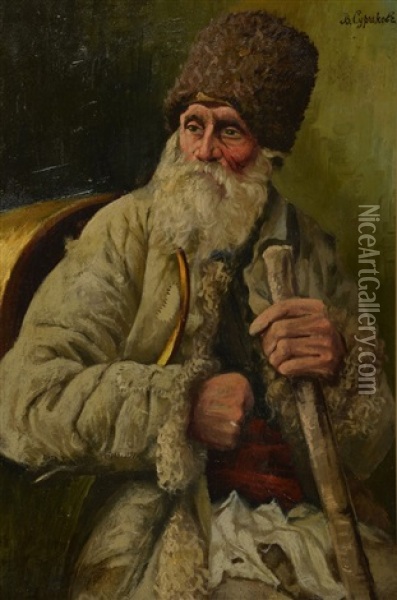 Le Vieux Cosaque Oil Painting - Vasili Ivanovich Surikov