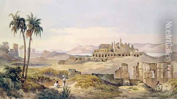 View of the Ruins of Karnak in Egypt Oil Painting - Charles Pierron