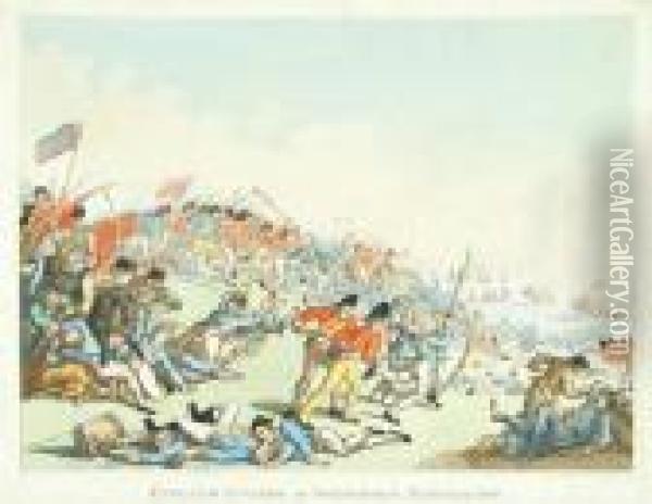 England Invaded, Or Frenchmen Naturalized Oil Painting - Thomas Rowlandson