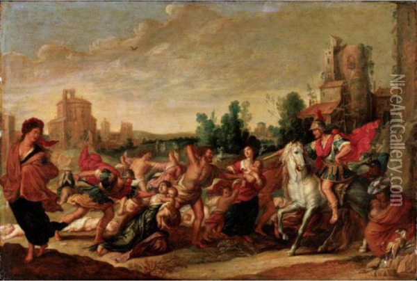 Landscape With The Massacre Of The Innocents Oil Painting - Frans II Francken